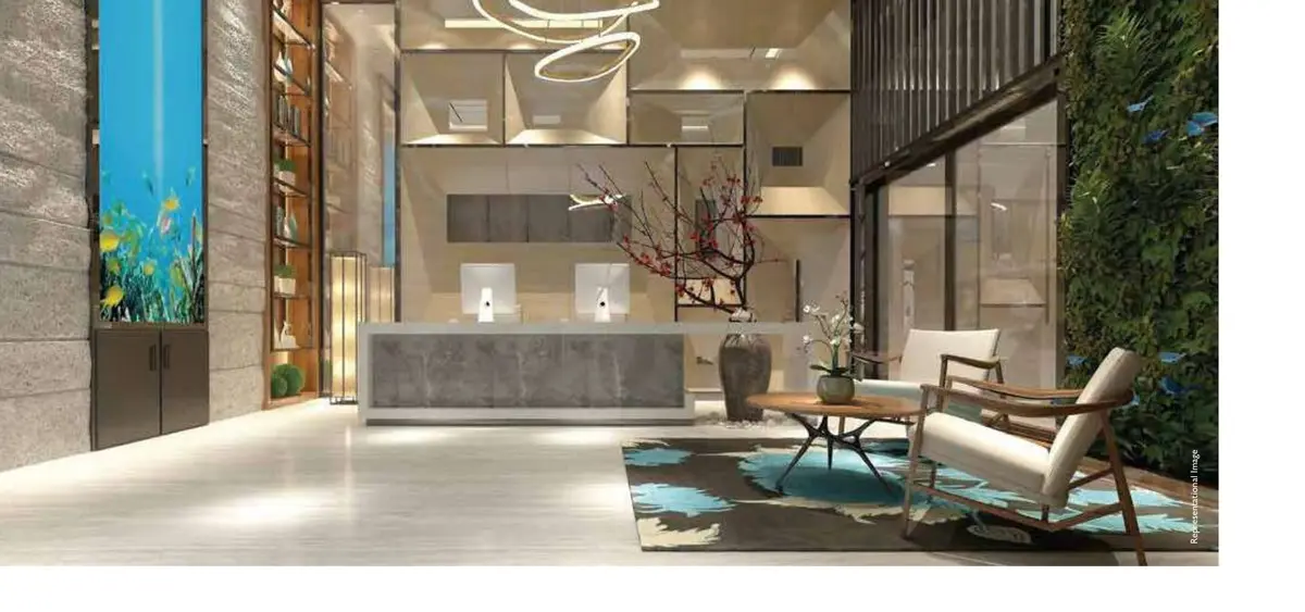 3 BHK residences and grand lobby at Swaminarayan City