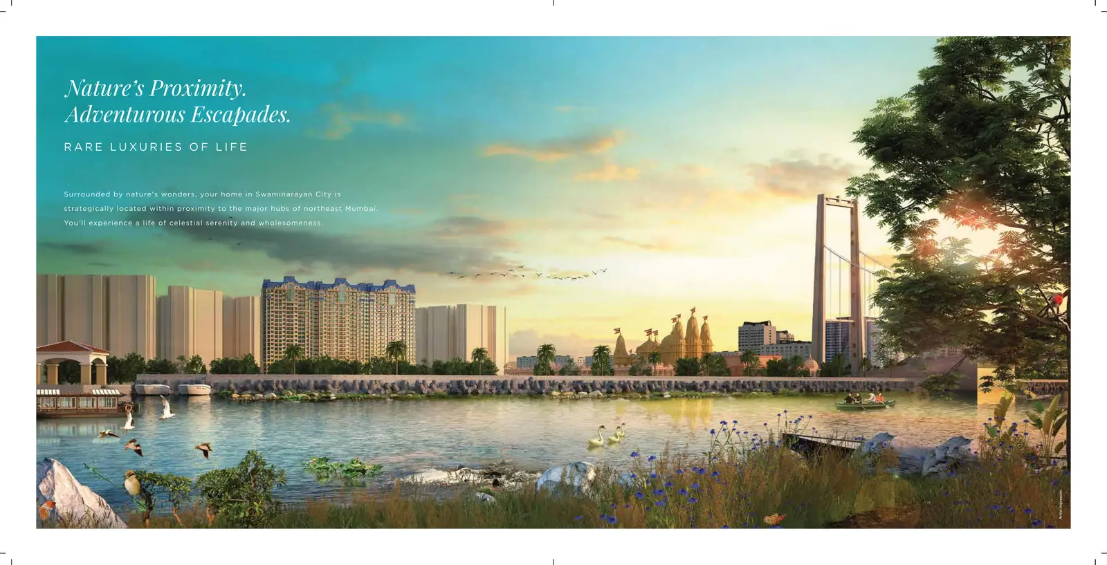Riverfront promenade at Swaminarayan City